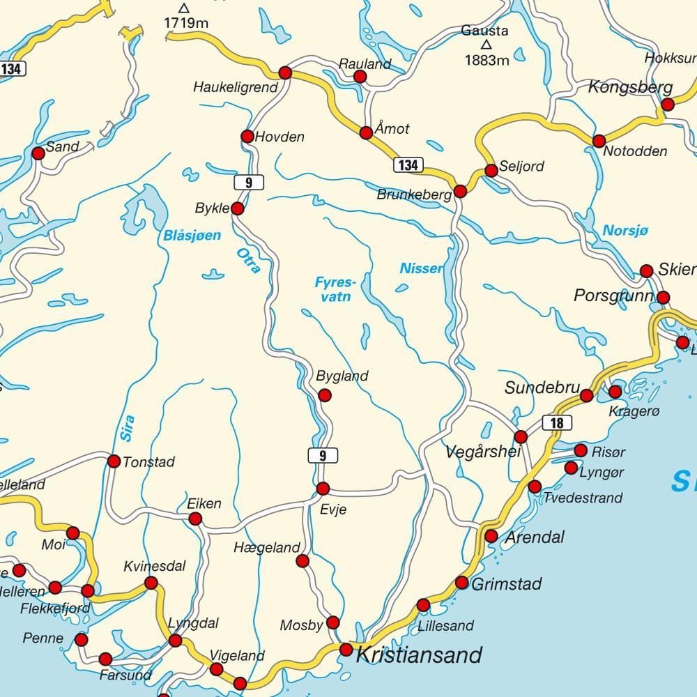 வரைபடம் தென் நோர்வே