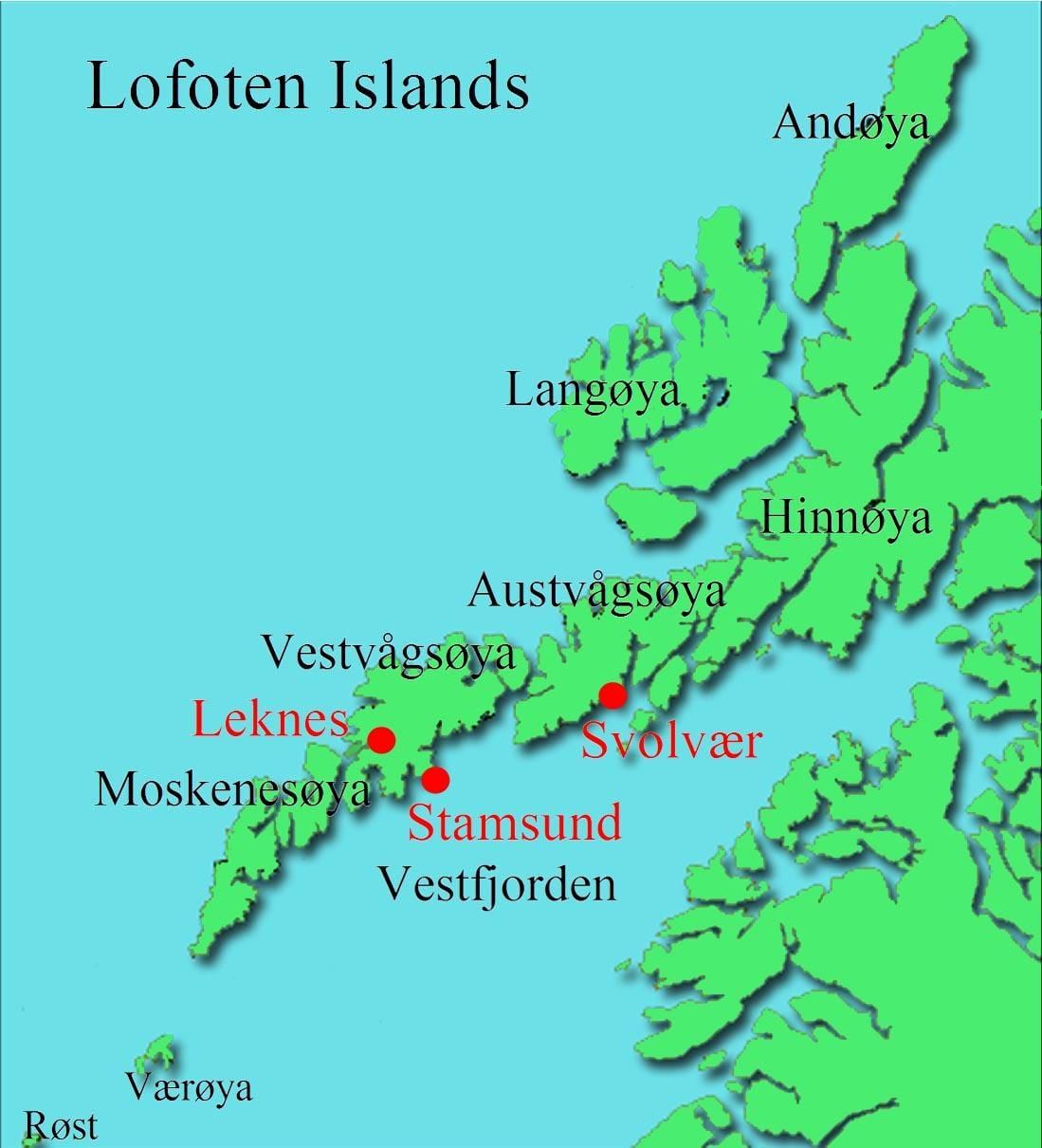 lofoten தீவுகள் நார்வே வரைபடம்