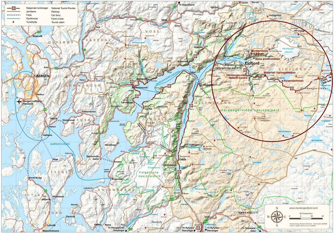 hardangerfjord நார்வே வரைபடம்