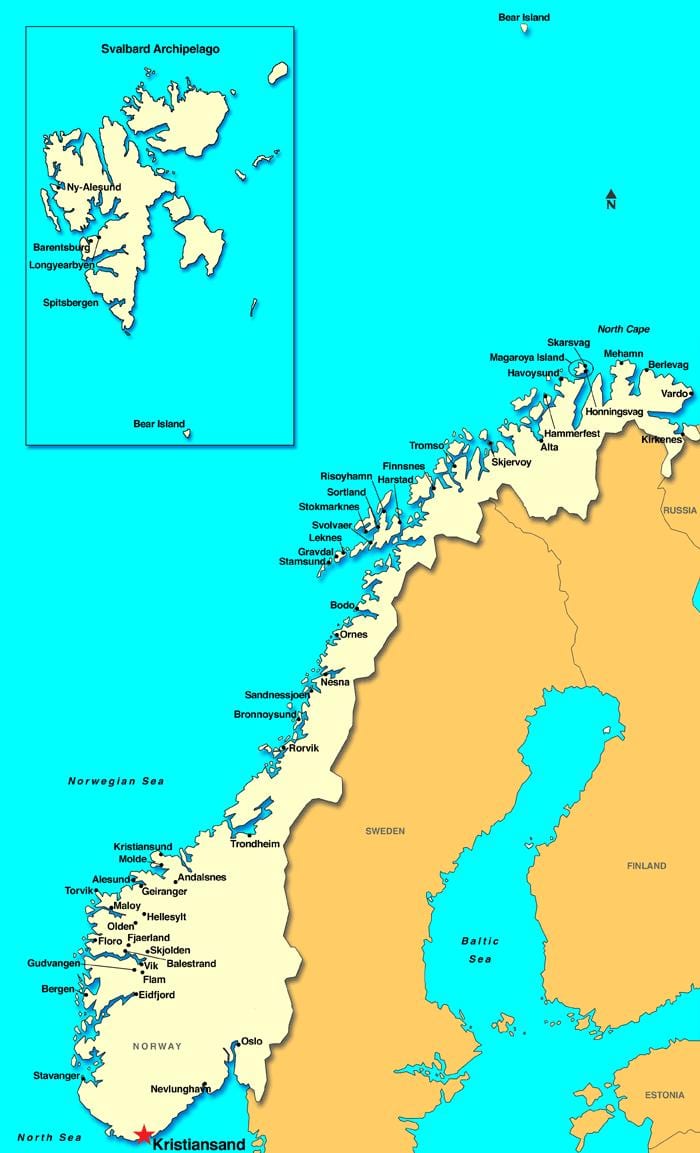 வரைபடம் kristiansand நோர்வே