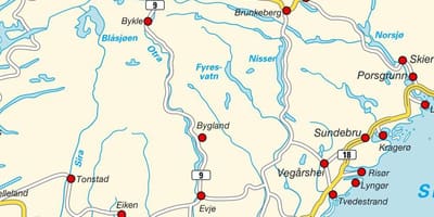 வரைபடம் தென் நோர்வே