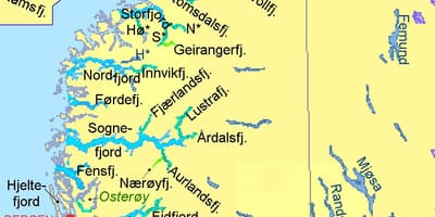 வரைபடம் நார்வே காட்டும் fjords